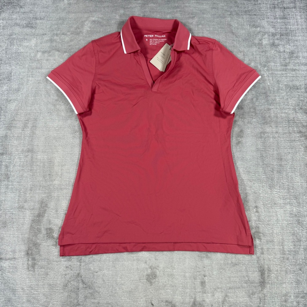 Peter Millar Shirt Women Small Red Betty Polo Short Sleeve UPF Golf Tennis NWT